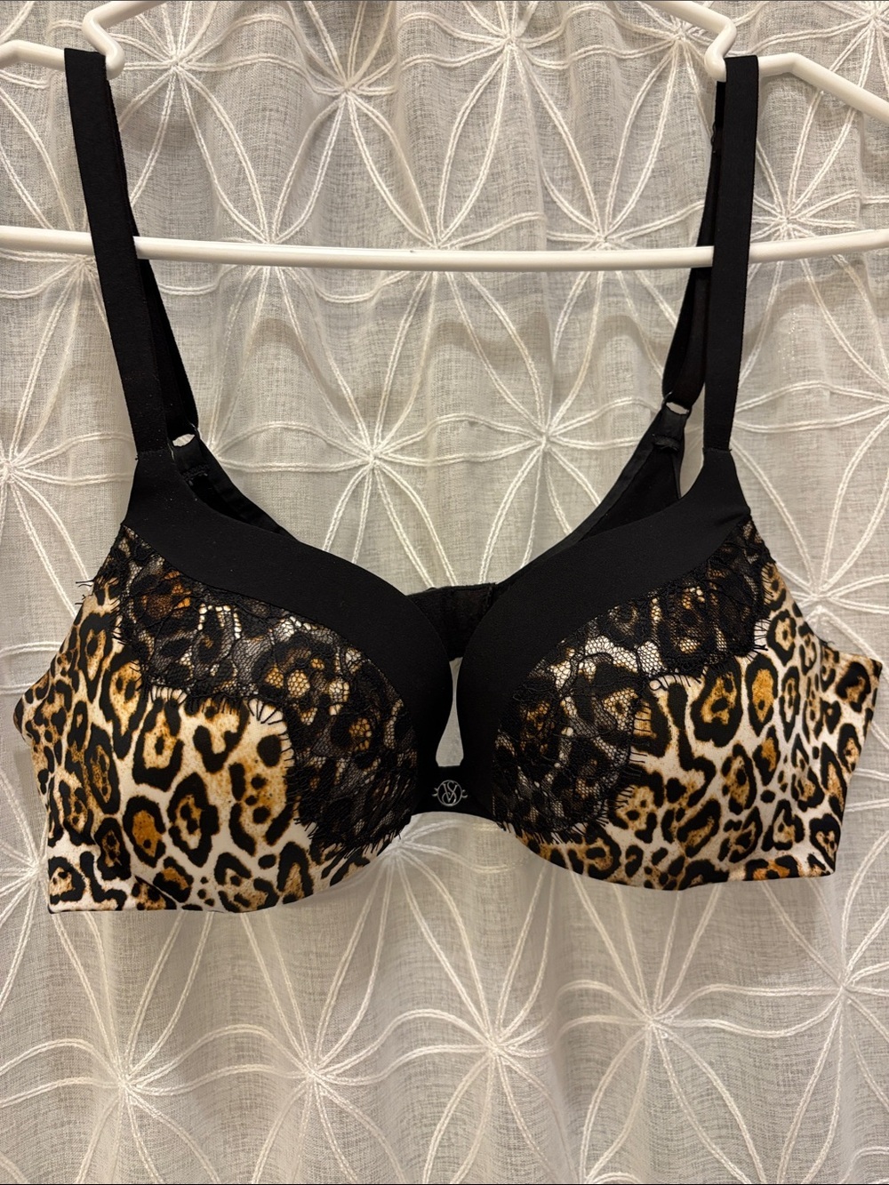 Victoria's Secret Leopard Print Bra with Black Lace Trim
